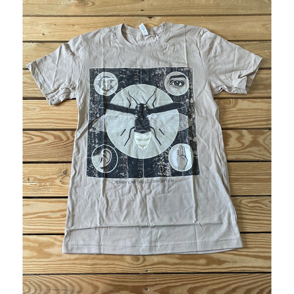 NEW Bella + Canvas Jerry Cantrell Graphic T Shirt Small Men’s Beige Short Sleeve